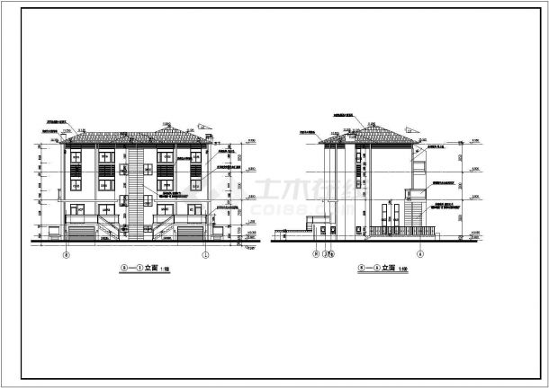 双拼别墅建筑设计CAD施工图-图二