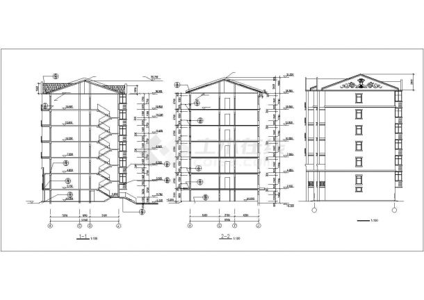 3630平米六层砖混结构住宅楼建筑设计CAD图纸（含阁楼和储藏室层）-图二