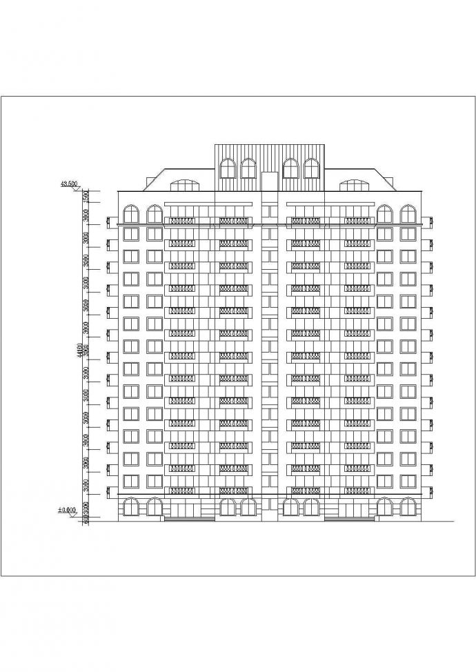 1万平米左右14+1层框架结构住宅楼平立面设计CAD图纸（含机房层）_图1