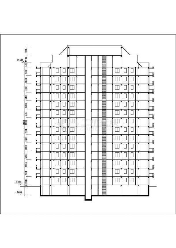 1万平米左右14+1层框架结构住宅楼平立面设计CAD图纸（含机房层）-图二