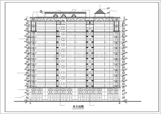 1.2万平米14层框架结构商住一体楼建筑设计CAD图纸（1-2层商用）-图一