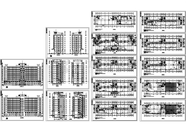 办公楼设计_宿迁厂区高层办公楼建筑设计施工cad图纸，共十五张-图一