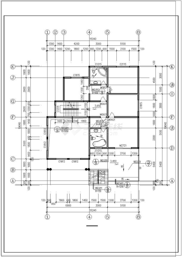 某自建三层别墅全套CAD施工图-图二