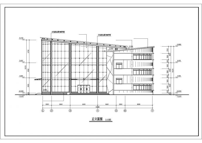 上海某高档小区1980平米3层框混结构活平立剖面设计CAD图纸_图1