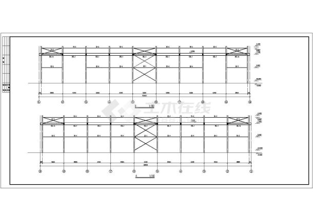 厂房设计_某地区工业区钢结构厂房建筑结构设计施工CAD图纸-图二