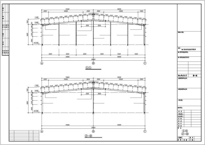 厂房设计_某地区工业区单层封闭式钢结构厂房建筑结构设计施工CAD图纸_图1