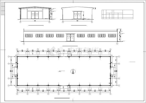 某工业区混凝土柱轻钢屋面库房建筑结构设计施工CAD图纸-图一