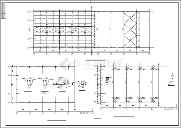 某工业区混凝土柱轻钢屋面库房建筑结构设计施工CAD图纸-图二