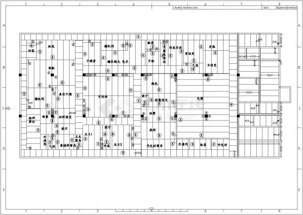 某工业区彩钢板维护结构二次排板结构设计施工CAD图纸-图一