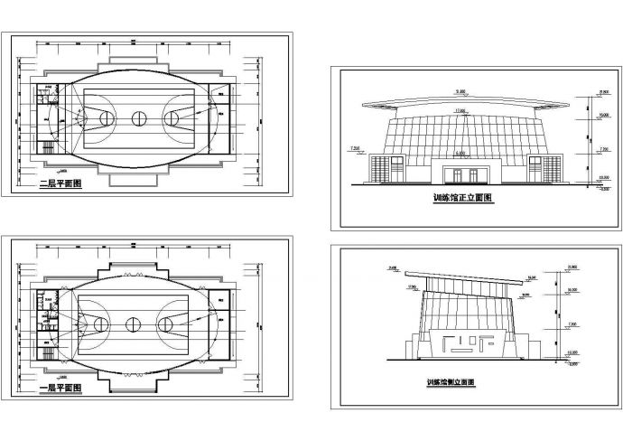 某地区训练馆建筑施工设计CAD全套图纸_图1