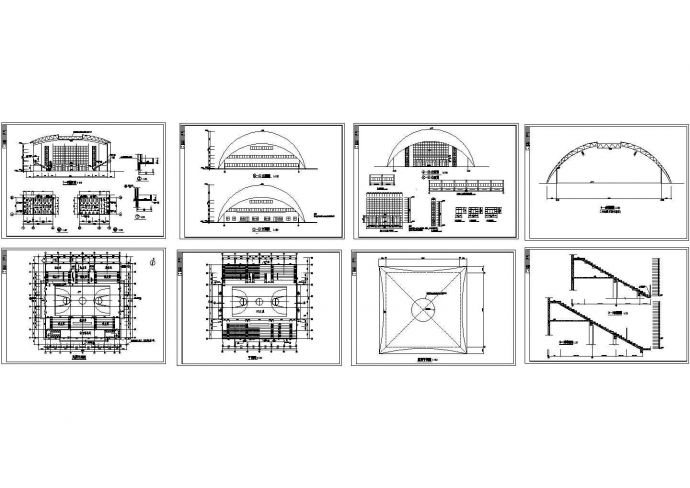 浙江某学校小型体育馆建筑施工设计CAD全套图纸_图1