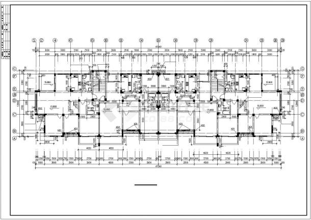 3600平米左右7层砖混结构住宅楼全套建筑设计CAD图纸-图二