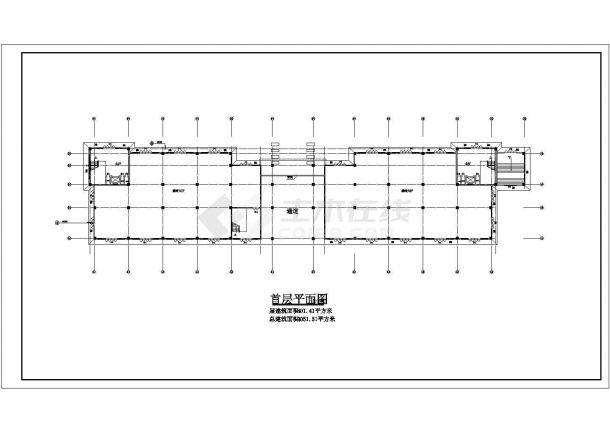 天津某社区1.2万平米6层框架结构休闲娱乐城建筑设计CAD图纸-图一