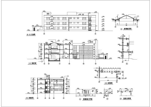烟台市某社区2400平米3层框架结构文化休闲中心建筑设计CAD图纸-图二