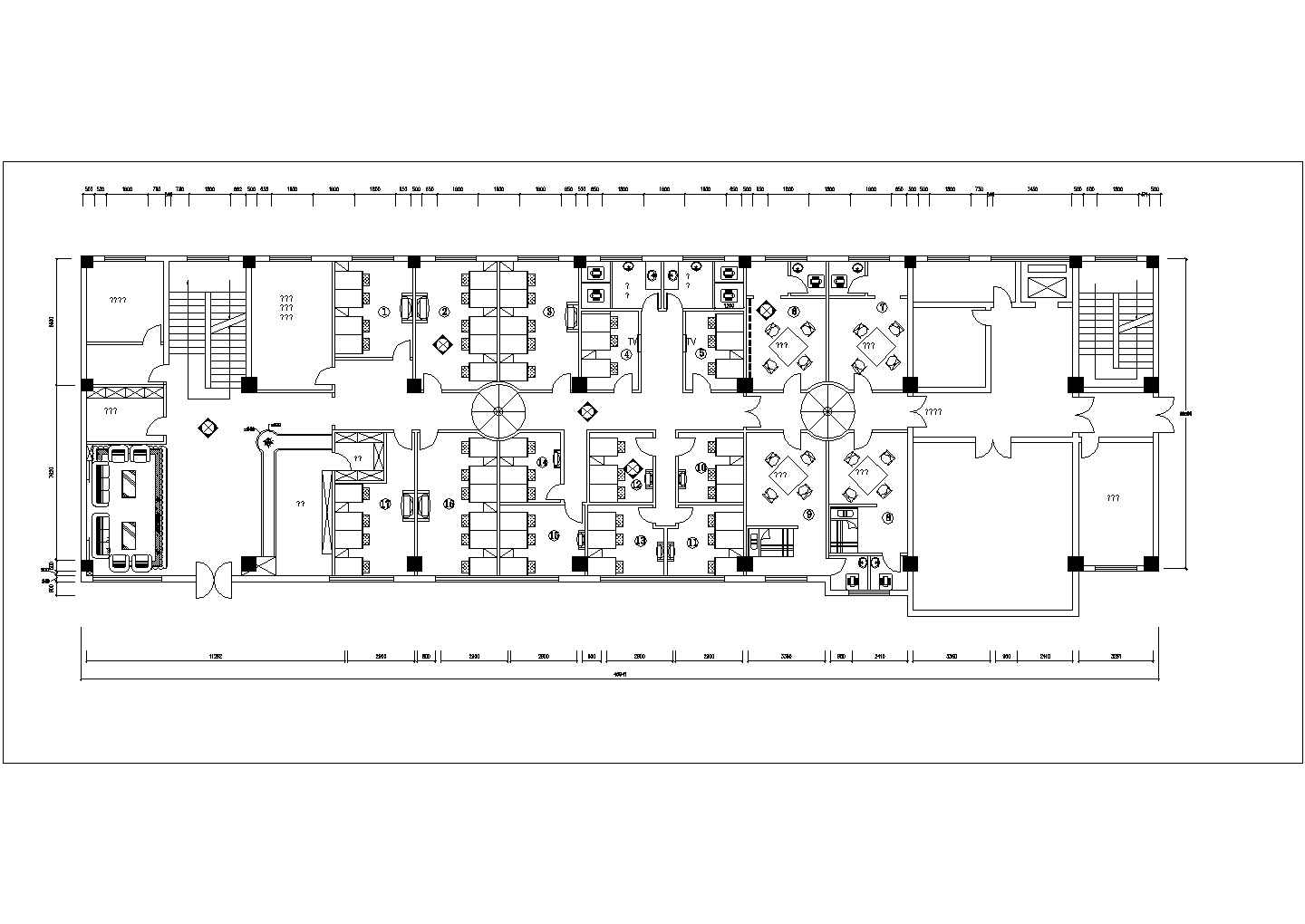 2200平米2层高档休闲洗浴中心全套装修施工设计CAD图纸