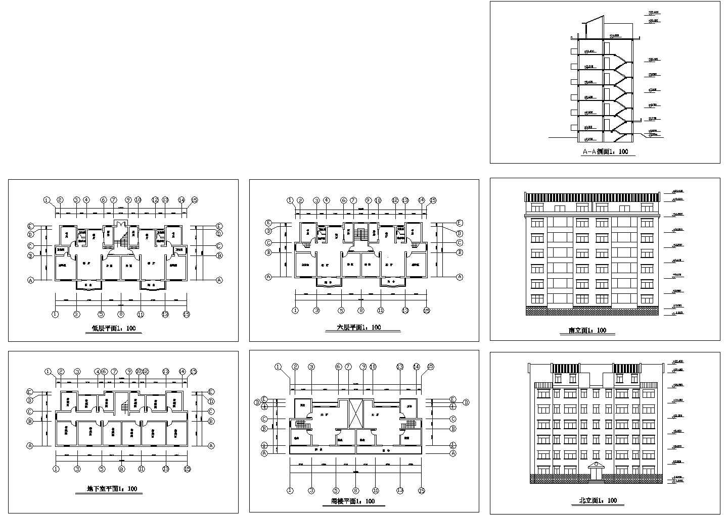 某高档小区六层住宅楼建筑设计CAD全套图纸