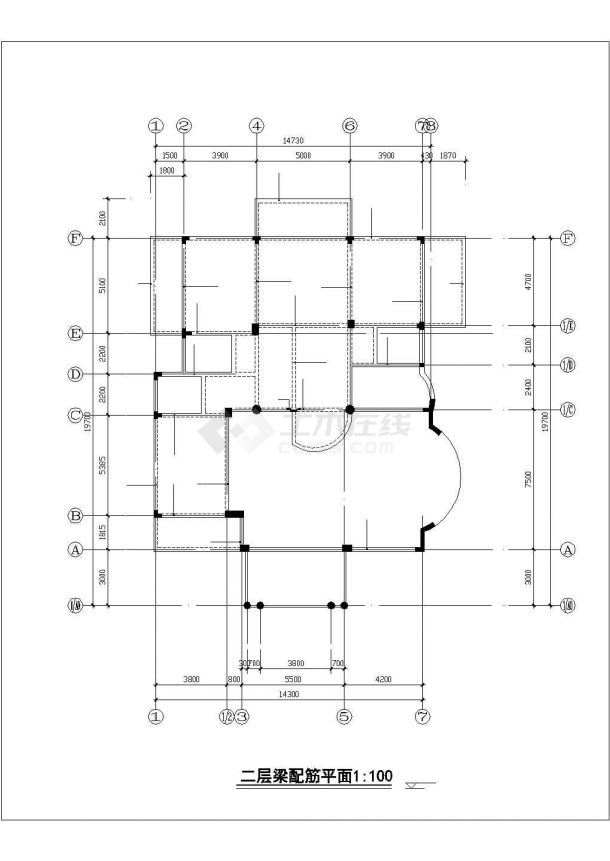 三层独栋别墅结构设计CAD平面布置参考图-图一