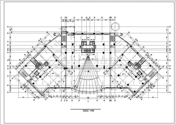 成都市某商业街2万平米五层框架结构百货商场平面设计CAD图纸-图二