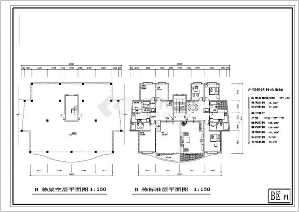 5600平米8层框架结构住宅楼建筑设计CAD图纸（底层为架空层）-图一