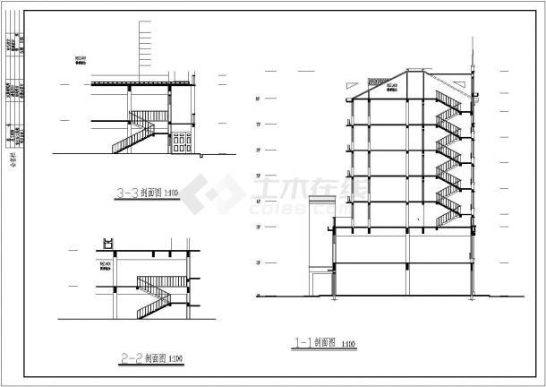 4900平米7+1层框混结构商住楼建筑设计CAD图纸（12-层商用/含阁楼）-图二