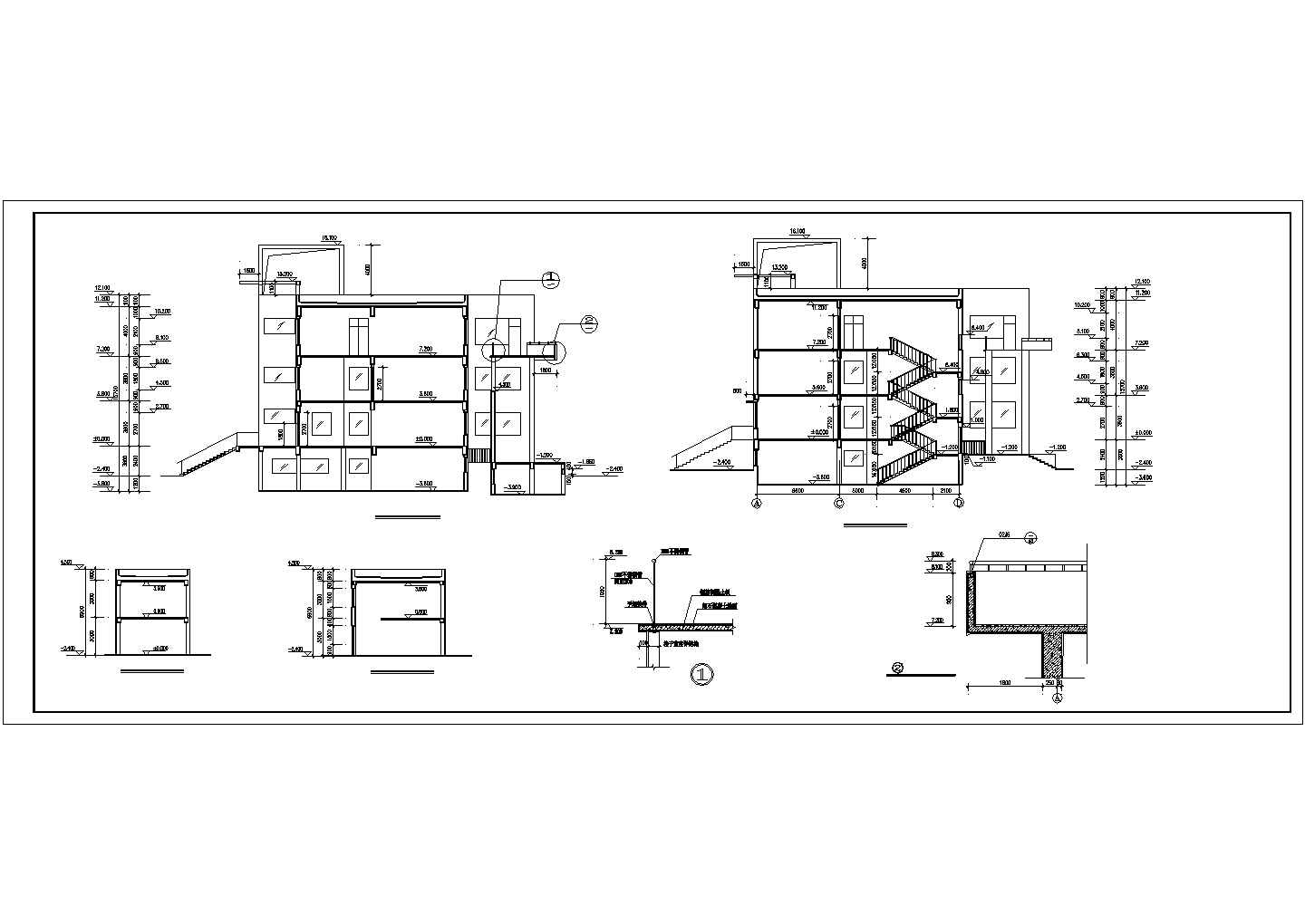 3600平米3层框架结构青少年活动中心建筑设计CAD图纸