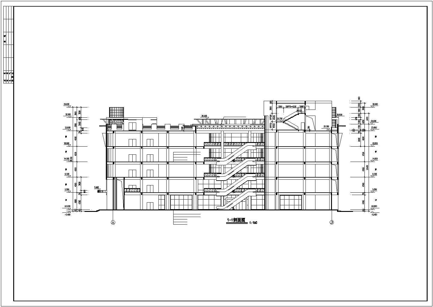 1.6万平米五层框架结构百货商场全套建筑设计CAD图纸