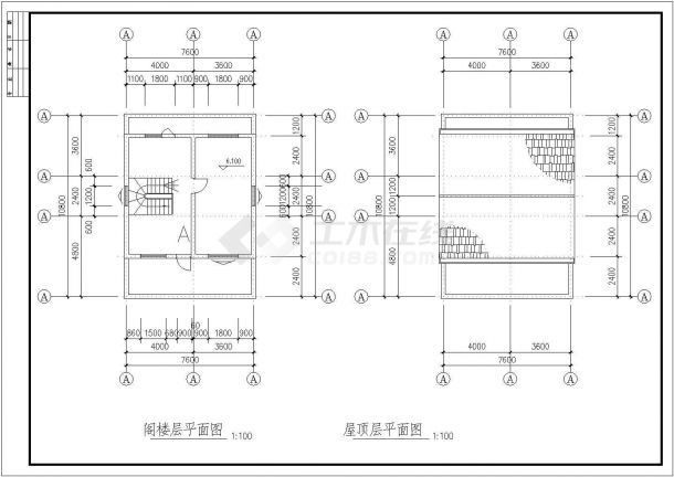 某三层（含阁楼）别墅平立剖、结构设计施工图-图二