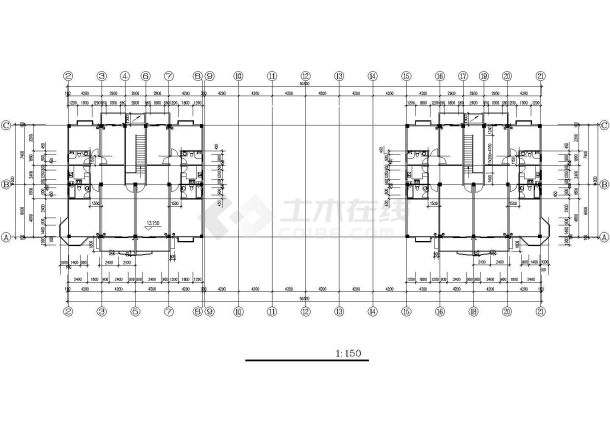 1.4万平米五层框架结构临街商住楼建筑设计CAD图纸（1-3层商用）-图一