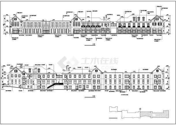 4500平米三+二层双段组合式商业综合楼全套建筑设计CAD图纸-图二