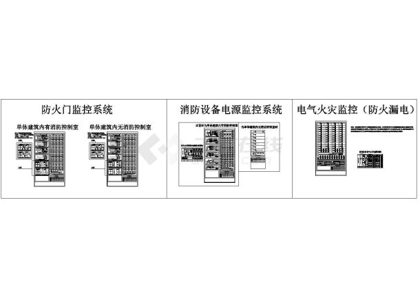 经典防火门监控、消防电源监控设计cad标准图纸（标注详细）-图二