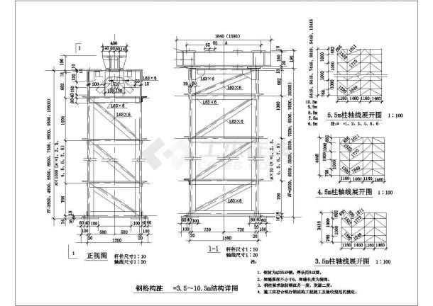 某建筑钢格构柱结构全套非常实用设计cad图纸-图一