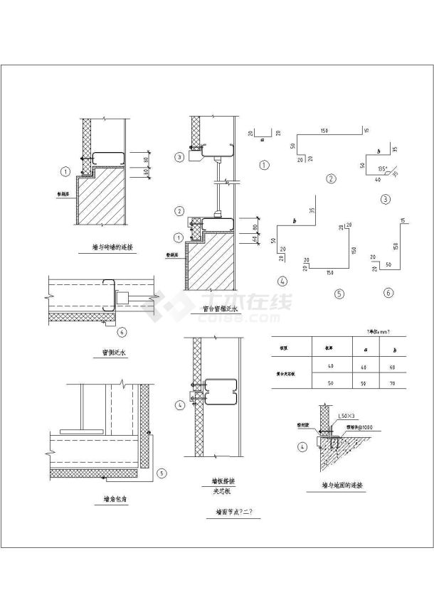 某住宅墙面节点全套非常实用设计cad图纸-图一