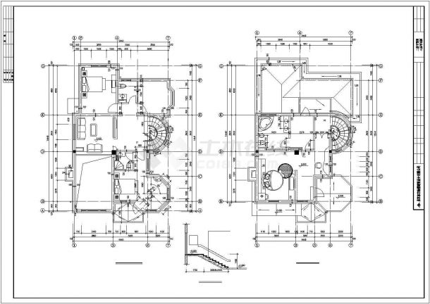 北京通州某小区425平米3层框架结构单体别墅建筑CAD设计图纸-图二