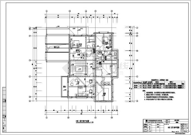 530平米2层框混结构单体别墅全套空调暖通系统CAD设计图纸-图一