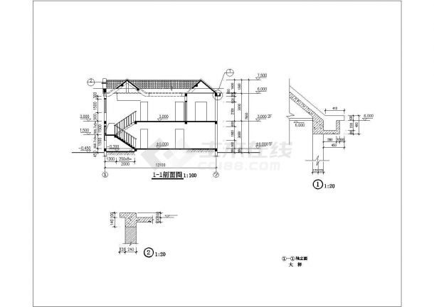 210平米2层砖混结构独立别墅建筑CAD设计图纸（含效果图）-图二