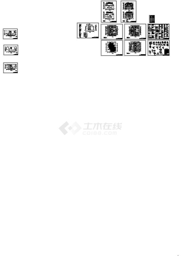 587平方米3层别墅建筑结构设计施工cad图纸，共十二张-图一