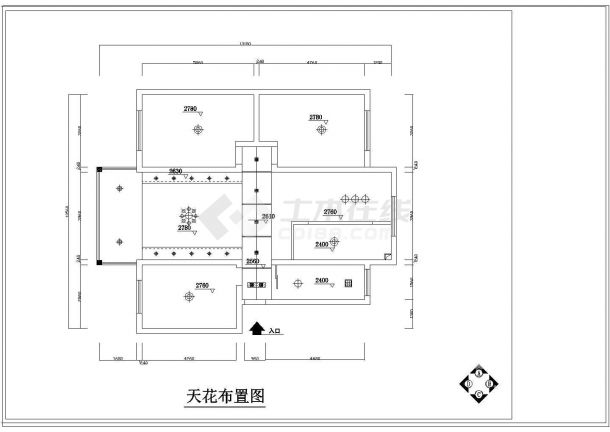 方正户型室内装修cad设计布置施工图纸-图一