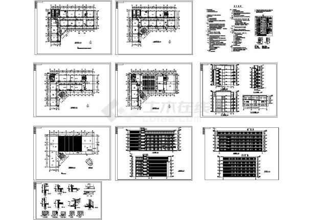 某地大学教学楼全套建筑设计cad图（含屋面排水图，楼梯间屋面图）-图一