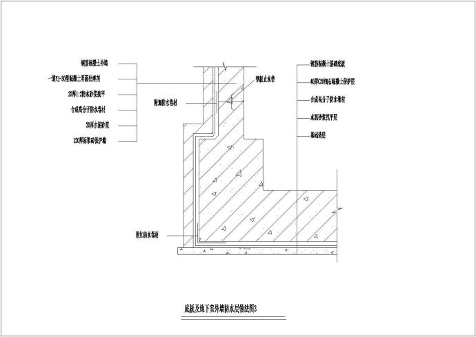 某工程建筑设底板及地下室外墙防水层做法计CAD参考图_图1