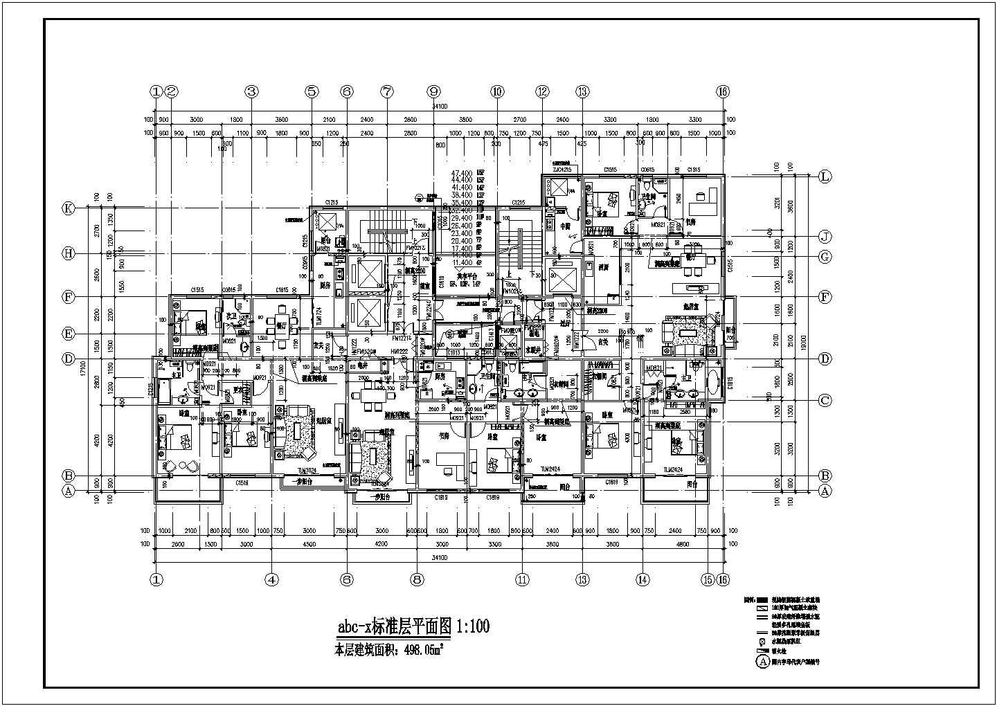 青岛某二十二层、高度为75米住宅楼建筑方案图