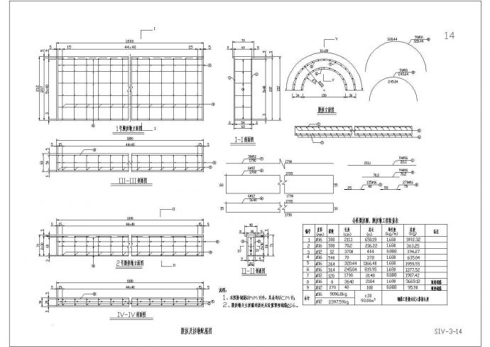 某钢筋混凝土拱桥腹拱圈拱墩配筋CAD节点剖面设计图_图1