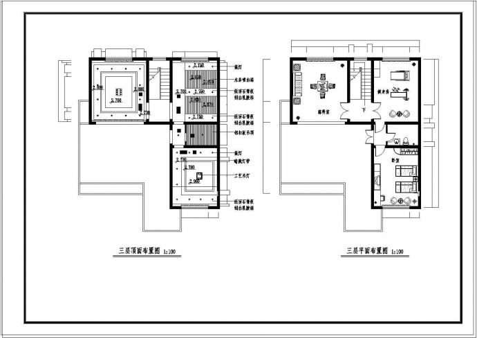 三居室室内装修设计全套cad施工图纸_图1
