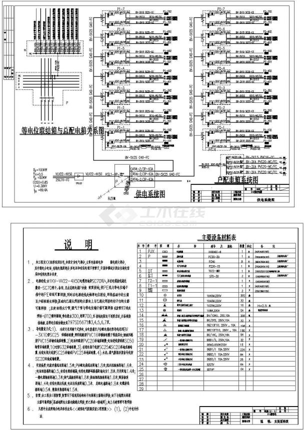 六层带跃层住宅电气施工非常标准设计cad图纸-图二