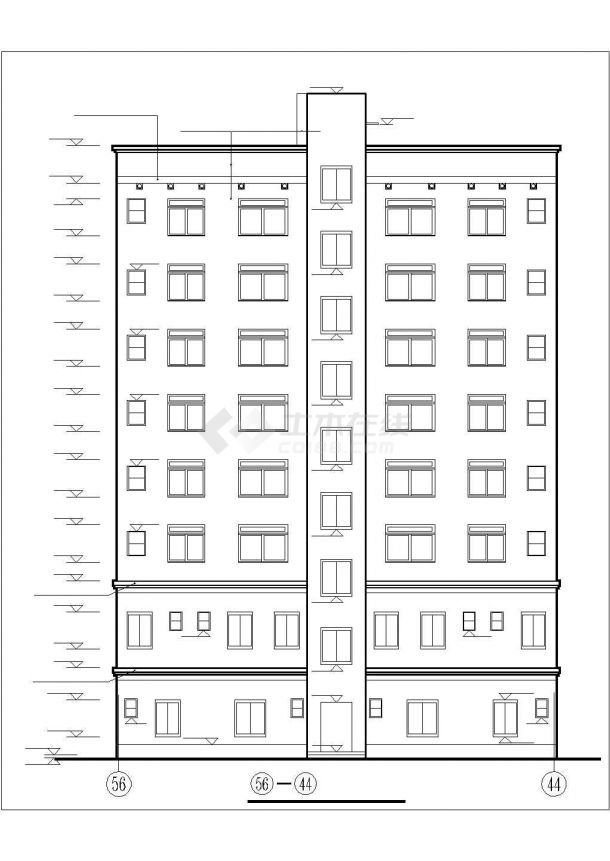 1800平米8层框架结构商住楼全套建筑设计CAD图纸（1-2层商用）-图一
