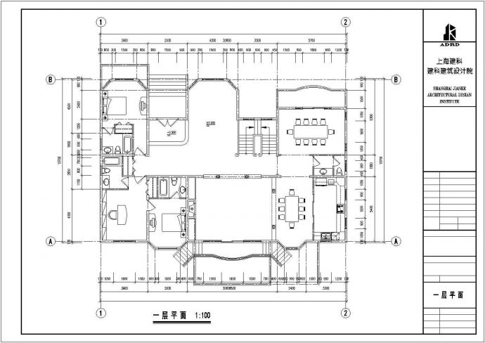 某三层别墅平面设计图（20.6米×13.4米）_图1
