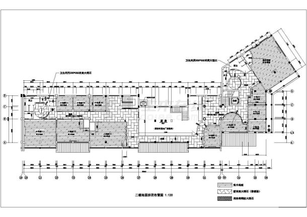 北京某商业街1200平米2层高档中餐厅全套装修施工设计CAD图纸-图一