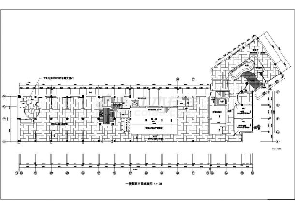 北京某商业街1200平米2层高档中餐厅全套装修施工设计CAD图纸-图二