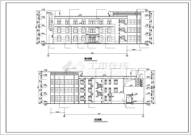 呼和浩特市某小区1500平米3层混合结构休闲会所建筑设计CAD图纸-图一