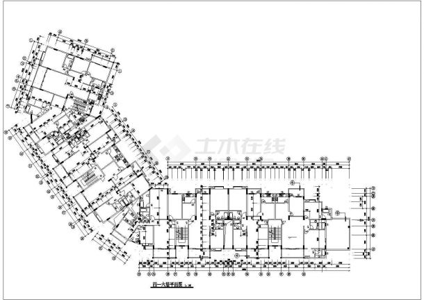 某小区临街8层框架结构拐角式商住楼建筑设计CAD图纸（底层商用）-图二