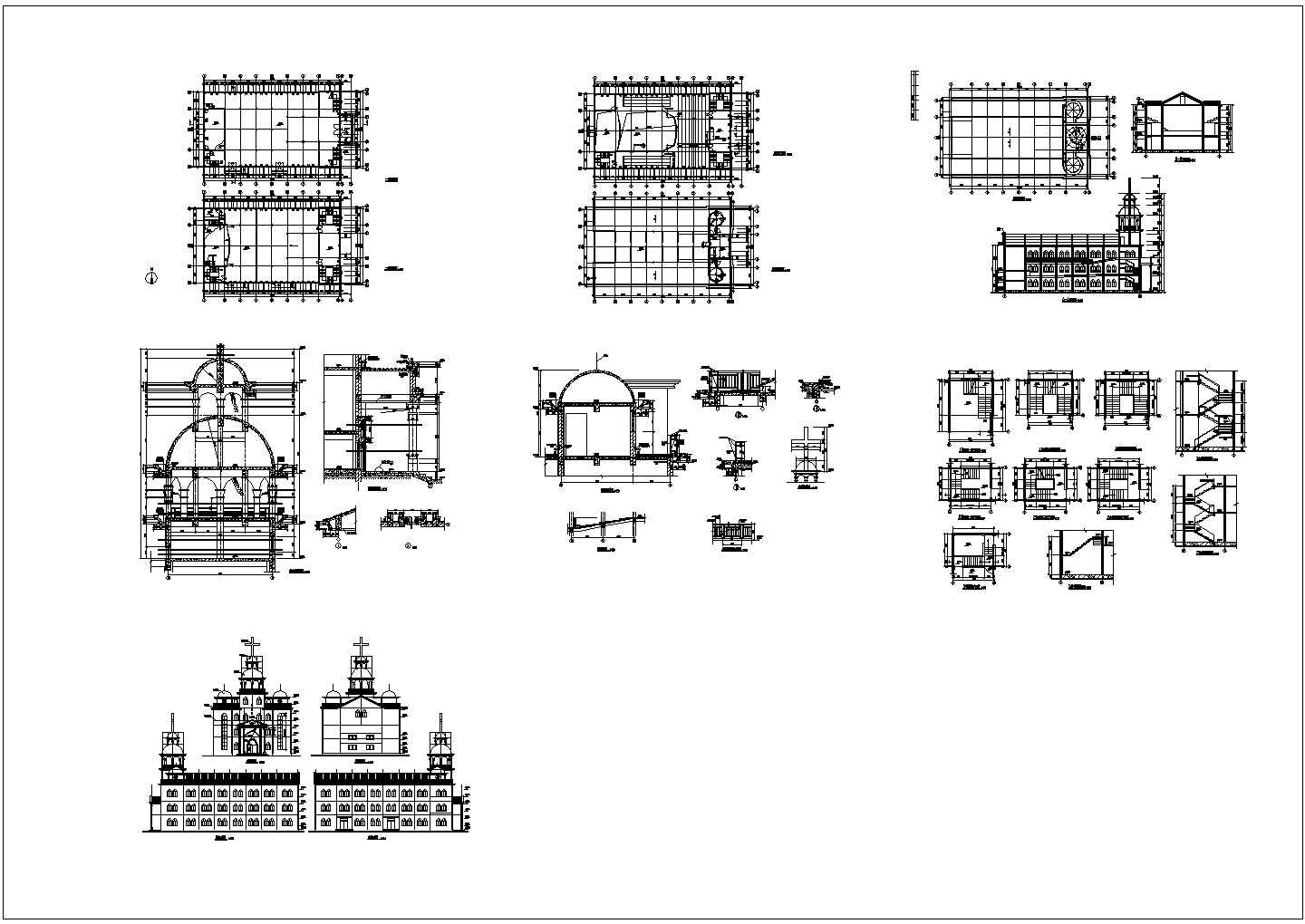 某三层教堂建施设计CAD图